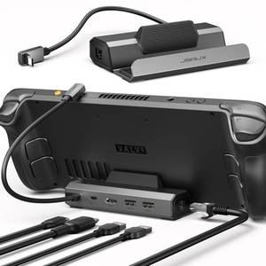 lot 6005 image: JSAUX Upgraded Docking Station 4K120Hz for Steam Deck OLEDROG Ally XLegion GoMSI Claw, 5-in-1 Steam Deck Dock with HDMI 2.1, 100Mbps Ethernet, USB 2.0 and 100W Charge for Steam Deck LCD-HB0602