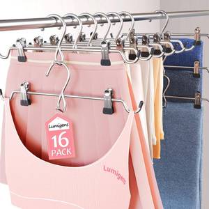 lot 6006 image: Pants Hangers Space Saving,Stackable Skirt Hangers with Clips, Hanging Closet Organizer and Storage,Clothes Hangers, College Dorm Essentials Apartment Essentials- 16 Pack