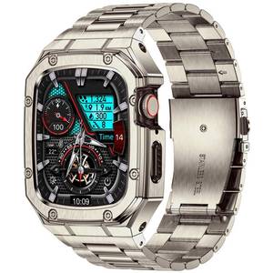 lot 6020 image: BAITEYOU Stainless Steel Band with Case Compatible with Apple Watch Series SE 3 2 16 5 4 (44mm), Series 3 2 1 (42mm), Metal Protective Bumper Rugged Cover for iWatch Bands Men (Titanium Color)
