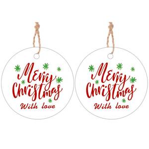 lot 6025 image: jijAcraft Christmas Tags with String - 100Pcs Holiday Gift Tags, Merry Christmas with Love Name Labels, 2Inch Round Winter Gift Tag for Xmas Party, Party Favors, DIY Crafts