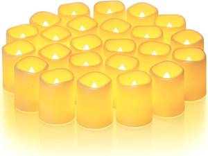 lot 6347 image: Homemory 24Pack Flickering Flameless Votive Candles,200Hour Electric Fake Candles,Battery Operated LED Tealight for Wedding,Outdoor,Table,Halloween,Christmas Decor(Warm White,Battery Included)