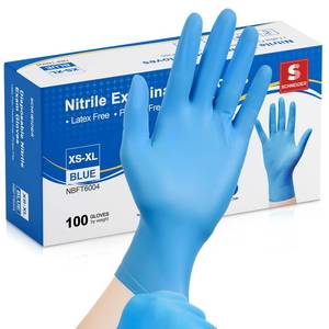 lot 6362 image: Schneider Nitrile Exam Gloves - M, 100-ct Box,Blue Disposable Gloves, Latex Free, Powder Free, Medical Glove for Cooking, Cleaning, Examination box opened