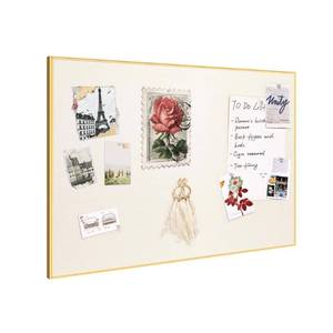 lot 6369 image: lightomorrow Bulletin Board 16 x 12 inches, Oatmeal White Pin Board, Golden Aluminum Framed Fabric Cork Board with 10 Push Pins
