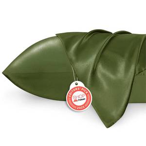 lot 6375 image: Bedsure King Size Satin Pillowcase Set of 2 - Moss Silky Pillow Cases for Hair and Skin with Envelope Closure, Similar to Silk Pillow Cases, Gifts for Women Men, 20x36 Inches, 2pcs