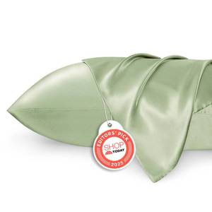 lot 6384 image: Bedsure King Size Satin Pillowcase Set of 2 - Laurel Green Silky Pillow Cases for Hair and Skin with Envelope Closure, Similar to Silk Pillow Cases, Gifts for Women Men, 20x36 Inches, 2pcs