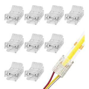 lot 6385 image: Biantie La 3-Pin 10mm LED Strip Connector, Solderless Clip for COB CCT LED Light Strips, Strip-to-Wire Adapter for Tunable White, No Solder Needed, 10 Pack
