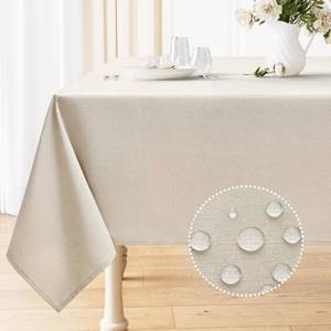 lot 6386 image: Smiry Rectangle Table Cloth Linen Textured, Waterproof Spillproof Anti-Wrinkle Burlap Tablecloth, Washable Decorative Fabric Table Cover for Dining, Party, Banquet, 60 x 84 Inch, Beige