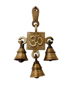 lot 6388 image: OMAUM 3 Bells Wall Hanging Home Decor Gifts Brass Temple Bell Traditional Indian Home Decor, Pooja Accessories Hanging Windchime Hindu Idol Figure with Unique for Door Wall (1)