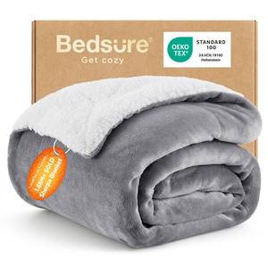 lot 6399 image: Bedsure GentleSoft Sherpa Fleece Throw Blanket for Couch �� Thick & Cozy Christmas Blanket for Winter, Non-Heated, Soft Fuzzy Plush Throw Gifts for Women and Men, Grey, 50x60 Inches