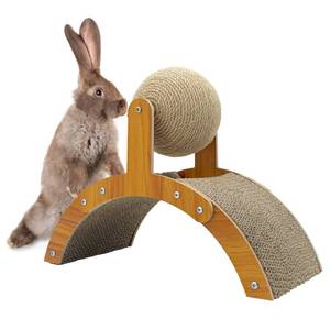 lot 6405 image: Fhiny Rabbit Scratch Toy, Natural Sisal Rabbit Scratching Ball with Cardboard Pad 2-in-1 Bunny Claw Scratcher Interactive Toys Nail Scratching Post for Indoor Pets Kittens Ferrets Small Animals