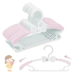 lot 6406 image: WJWSKI Baby Hangers for Closet 20pcs, Pink Kids Clothes Hanger Plastic, 11-14.5 Adjustable Perchas for Child Dresses, Non-Slip Children Bow Hanger for Girl Toddler Infant Nursery Newborn Clothing