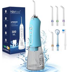 lot 6415 image: Water Dental Flosser Teeth Cleaner Pick, H2ofloss Cordless Portable Oral Irrigator,5 Mode IPX7 Waterproof Teeth Picks 300ML Rechargeable WaterFlosser for Teeth Cleaning Sky Blue