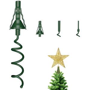 lot 6421 image: Christmas Tree Topper Holder - Twist On Universal Stabilizer with Adjustable Attachments. Secure Lock for Treetop Ornaments, Fits Most Basic Tree Types & Topper (Green)