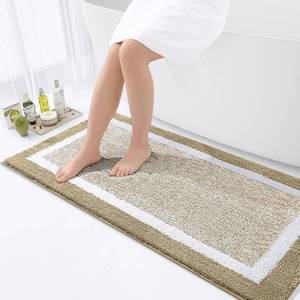 lot 6427 image: OLANLY Bathroom Rugs 47x24, Extra Soft and Absorbent Microfiber Bath Mat, Non-Slip, Machine Washable, Quick Dry Shaggy Bath Carpet, Suitable for Bathroom Floor, Tub, Shower (Runner, Beige)