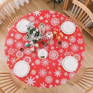 lot 6429 image: NLMUVW Christmas Round Vinyl Tablecloth with Elastic Edge,Snowflake PVC Table Cloth 100% Waterproof Wipe Clean Holiday Table Cover for Kitchen Party, 45- 56