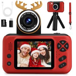lot 6432 image: Makolle Kids Camera Girls for 3 4 5 6 7 8 9 Years Old Girls,1080P HD Video Selfie Camera with 32G SD Card Kids Digital Camera Toys for Toddler Birthday Gifts Red