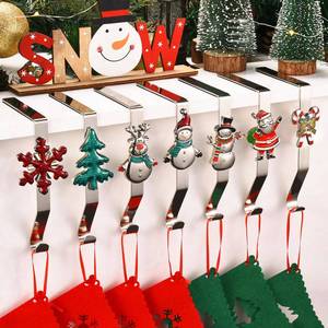 lot 6441 image: popamaz Christmas Stocking Holders for Mantle Set of 7, Weighted Stocking Hangers for Mantel Fireplace, Stocking Hooks for Xmas Decoration(Colorful,7PCS)