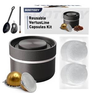 lot 6447 image: Reusable Pods Kit for Nespresso Vertuo, Refillable Coffee Pods with 100pcs Aluminum Covers Foil Seals Lids for VertuoLine Capsules, Compatible for VertuoPlus Espresso Machine (Pods not included)