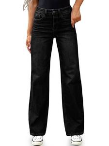 lot 6452 image: BMSTAY Womens High Waisted Straight Leg Jeans Stretchy Wide Leg Bootcut Denim Pants 2025 Trendy, Black Small