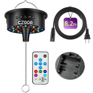 lot 6454 image: A3-15 RPM Disco Ball Motor with Remote, Light Up Rotating Mirror Ball Spinner RGB LED, Heavy Duty Electric Rotator, Supports 4 - 16 Balls for DJ Party Home Bands Christmas