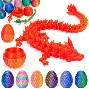 lot 6464 image: Aodomis 3D Printed Dragon Egg with Articulated Crystal Dragon Inside -Surprise Dinosaur Egg Fidget Toys for Kids 8-12 5-7 4-6, Unique Prefilled Easter Basket Stuffers for Kids Teens(Laser Red Gold)