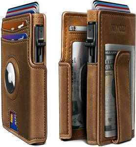 lot 6477 image: miyozi Airtag Wallet for Men,with Money Clip 10 Cards Metal Case Smart Slim Pop Up Credit Card Holder Flip with Magnetic Closure RFID Blocking Wallet with Gift Box