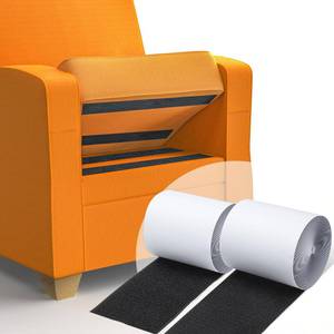 lot 6485 image: 4 Inch x 16.5 Feet Black Heavy Duty Hook and Loop Tape Adhesive, Keep Couch Cushions from Sliding, Non Slip Rug Gripper and Strips with Adhesive. Prevent Patio Cushions, Carpets, Mattresses Sliding