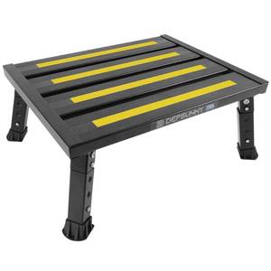 lot 7361 image: DEPSUNNY Adjustable Height Aluminum RV Step, Stable Foldable Platform Step Stool, Supports Up to 1,000 lb, Non-Slip Rubber Feet and Platform Mat, Easy to Carry (Black)