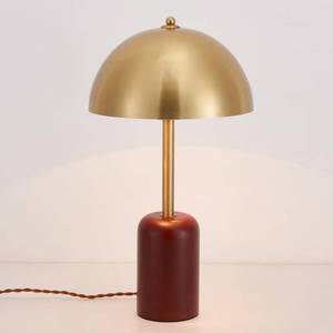 lot 7365 image: NUSRAN Bedside Table Lamp for Bedroom, Modern Plug in Brass Gold Shade & Cylindrical Wood Base Desk Lamp, Plug & Play Nightstand Lamp with Switch Power Cord for Living Room, Office ��Bulb Included��