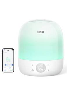 lot 7374 image: DREO Humidifiers for Bedroom - 30H Max Runtime & RGB Night Light & Sleep Trainer, Ultra Quiet 28dB Cool Mist Humidifier, Top Fill Smart Air Humidifier for Plants, Perfect for Baby & Nursery, HM409S