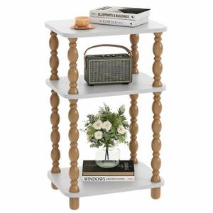 lot 7375 image: Small End Table, 3-Tier Farmhouse Side Table, Modern Accent Table, Narrow Couch Side Table for Small Spaces, Skinny Bedside Table Nightstand for Bedroom, Living Room(Rustic Walnut and White)