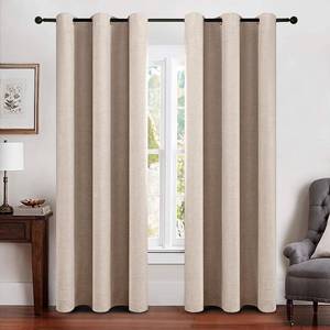 lot 7388 image: MIULEE Linen Texture Curtains Soild 100% Blackout Thermal Insulated Natural Beige Grommet Room Darkening Curtains & Drapes for Living Room Bedroom Nursery 42 x 90 (2 Panels)
