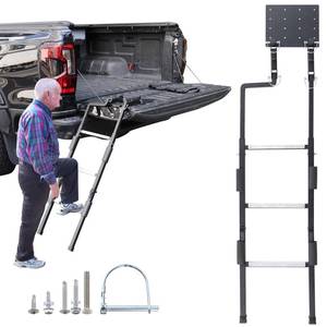 lot 7392 image: Tailgate Ladder for Pickup Trucks Heavy Duty, Easy Install Tailgate Steps Elder-Friendly, Truck Bed Ladder with Anti-Slip Steps, No Noise Pad, Truck Accessories Universal Fit Ram Ford, Foldable