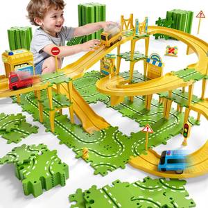 lot 7399 image: XINNOVEL 4-Tier Large Puzzle Race Car Track Set for Kids 3-5, Puzzle Tracks Car Play Set, Race Tracks Toys for Toddler Boys 3 4 5 6 Year Old, Birthday Gifts for Kids 3 4 5 6 7 8 Year Old Boys Girls