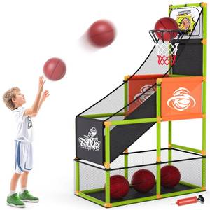 lot 7406 image: Arcade Basketball Game Set with Electronic Scoreboard&LED Light Boy Toys Basketball Hoop Indoor Outdoor with 4 Balls & Air Pump Sports Carnival Games Christmas Birthday Gifts for Kids 3-12 Years Old