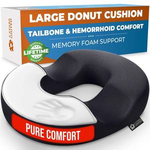 lot 7410 image: 5 STARS UNITED Donut Pillow Hemorrhoid Tailbone Cushion �� Large Cushion for Pain Relief �� Coccyx, Prostate, Sciatica, Pelvic Floor, Pressure Sores, Pregnancy, Postpartum Recovery, Black