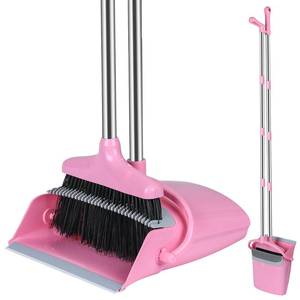 lot 7415 image: Broom and Dustpan Set, Broom with Dustpan Combo Set for Home Office Kitchen(Pink)