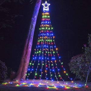 lot 7416 image: PUHONG Christmas Decoration Outdoor Star String Lights, 16.4Ft Christmas Tree Toppers Lights 320 LED 8 Modes with 12 Lighted Star for Halloween Christmas New Year Holiday Birthday (Multicolored)