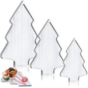 lot 7422 image: Sliner 3 Pcs Christmas Wooden Serving Platter Tray Christmas Dishes Plate Charcuterie Board with Handles Xmas Tree Hat Deer Decorative Food Display Fruit Plate for Food Cake Snack Nuts(Tree)