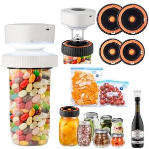 lot 7426 image: Electric Mason Jar Vacuum Sealer Kit for Wide Mouth and Regular Mouth Mason Jars, Multi-Function Automatic Vacuum Sealer with 2 Wide Mouth and Regular Mouth Reusable Lids for Food Storage