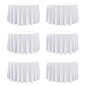 lot 7433 image: Dailyset 6-Pack White Round Tablecloths, 120 Inches, Stain-Resistant Polyester for 5-6 Ft Round Tables - Washable Table Covers for Weddings, Banquets, Birthday, Parties, Events