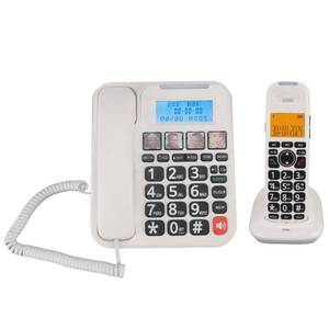 lot 7440 image: Yoidesu Cordless Phone with Answering Machine, Expandable Landline Phone with Handset for Office Home, Advanced Call Block, Photo Dialing, Bilingual Caller ID, Corded and Cordless Phone