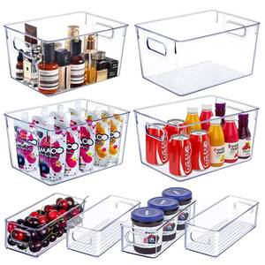 lot 7444 image: SKTEET Set of 8 Clear Plastic Storage Bins, 4 Large and 4 Small Stackable Storage Containers for Pantry Organization and Kitchen Storage Bins,Home Edit and Cabinet Organizers
