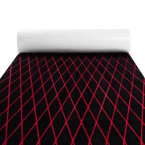 lot 7446 image: Fullfire Boat Flooring - EVA Foam Boat Decking - Diamond Marine Deck Mat with Self-Adhesive Floor Sheet Carpet for Bass Jon Pontoon Boat Motorboat Yacht Kayak RV 94 x 16, Black with Red Lines