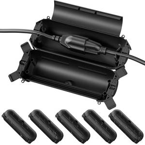 lot 7451 image: Flemoon 6 Pack Outdoor Extension Cord Safety Cover with Waterproof Seal, Weatherproof Electrical Connection Box to Protect Outdoor Outlet, Plug, Socket, Christmas Holiday Decoration Light, Black