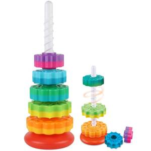 lot 8002 image: JUXUE Baby Spinning Stacking Toys for Toddlers 1-3, Rainbow Ring Stacker Montessori Toys for Babies 6-12 Months, 1 2 3 One Year Old Girl Boy Christmas Birthday Gifts, Autism Sensory Learning Toy