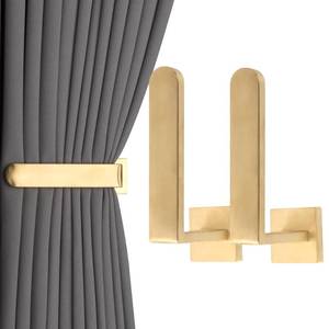lot 8004 image: Groleca 2 Pack Metal Curtain Holdbacks Modern Curtain Tiebacks U Shaped Curtain Hooks for Wall Curtain Pull Backs Curtain Holders Curtain Tie Backs for Curtains (2, Gold)