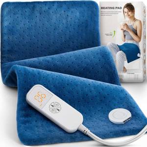 lot 8007 image: Electric Heating Pad for Back Pain & Cramps - Gifts for Women, Men, Mom, Dad, Christmas, Mothers Day, Fathers Day - Soft Machine Wash Fabric, Auto Shut Off, Moist Heat for Neck, Shoulder, 12x24 Blue