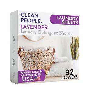 lot 8017 image: The Clean People Laundry Detergent Sheets - Laundry Soap - Ultra Concentrated, Recyclable Packaging, Stain Fighting - Lavender, 32 Pack