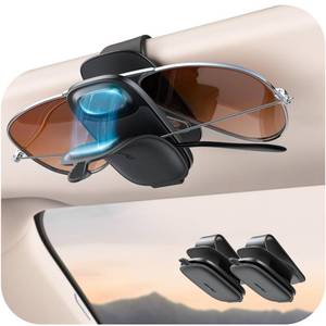 lot 8027 image: 2 Pack Magnetic Sunglasses Holder for Car Visor One Hand Operation & Scratch Proof, Chfeila No Slip Sunglass Holder Clip Silicone Pad,Sunglass Holder Gadgets Eyeglass Holder for Cars & Glasses,Black